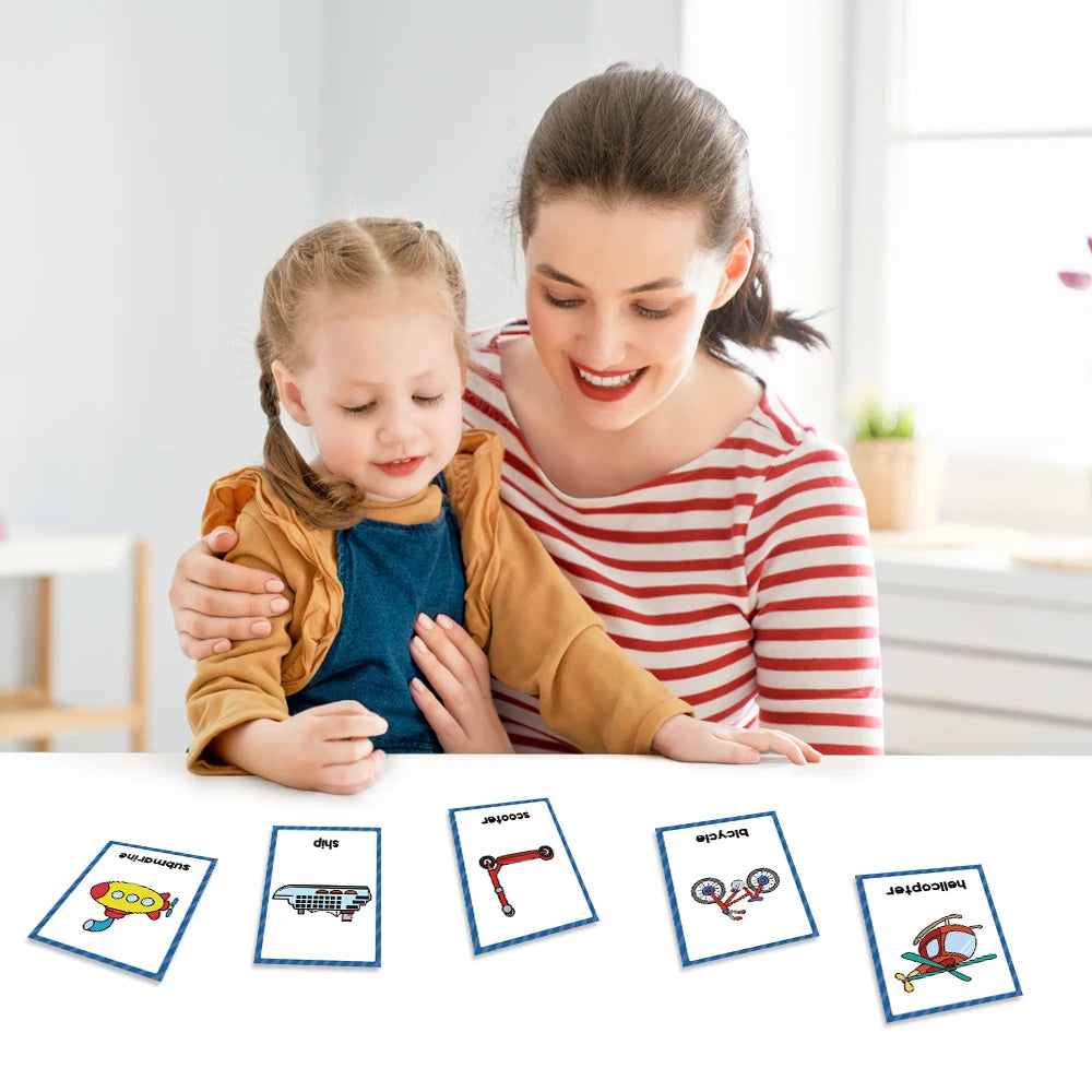 Kids Montessori English Words Learning Card Pocket Flashcards Early Educational Toys Classroom Supplies Teaching Aids