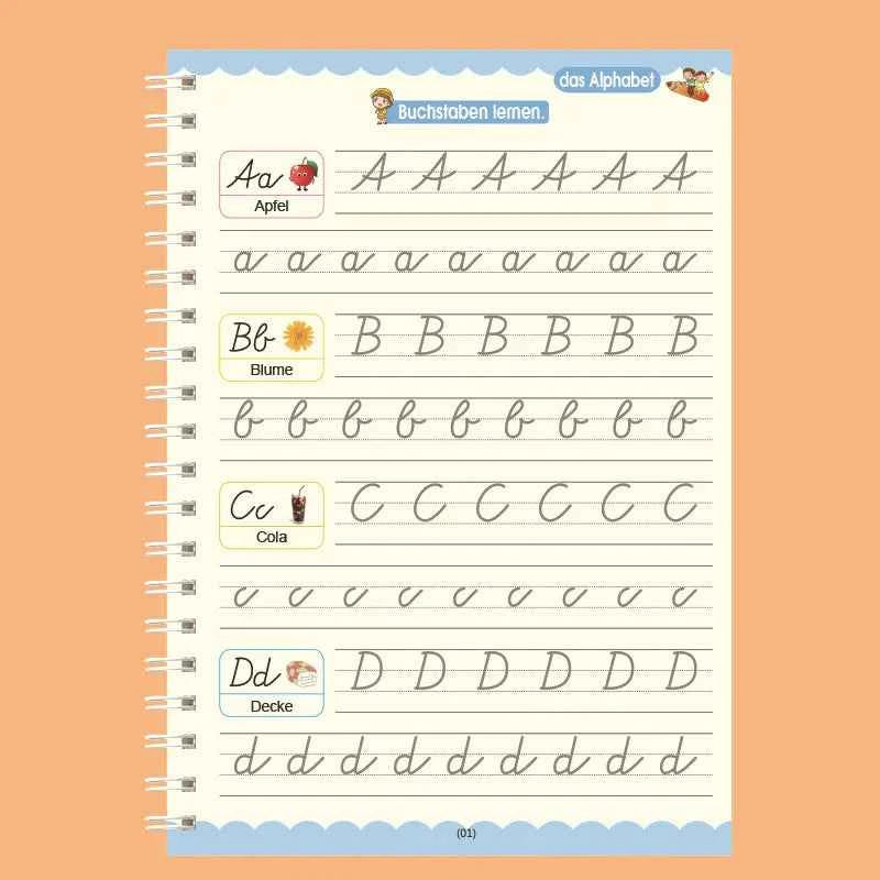 German Magic Books for Children Reusable 3D Groove Magic Notebook Writing for Lettering Calligraphy Set Montessori Ring Notebook