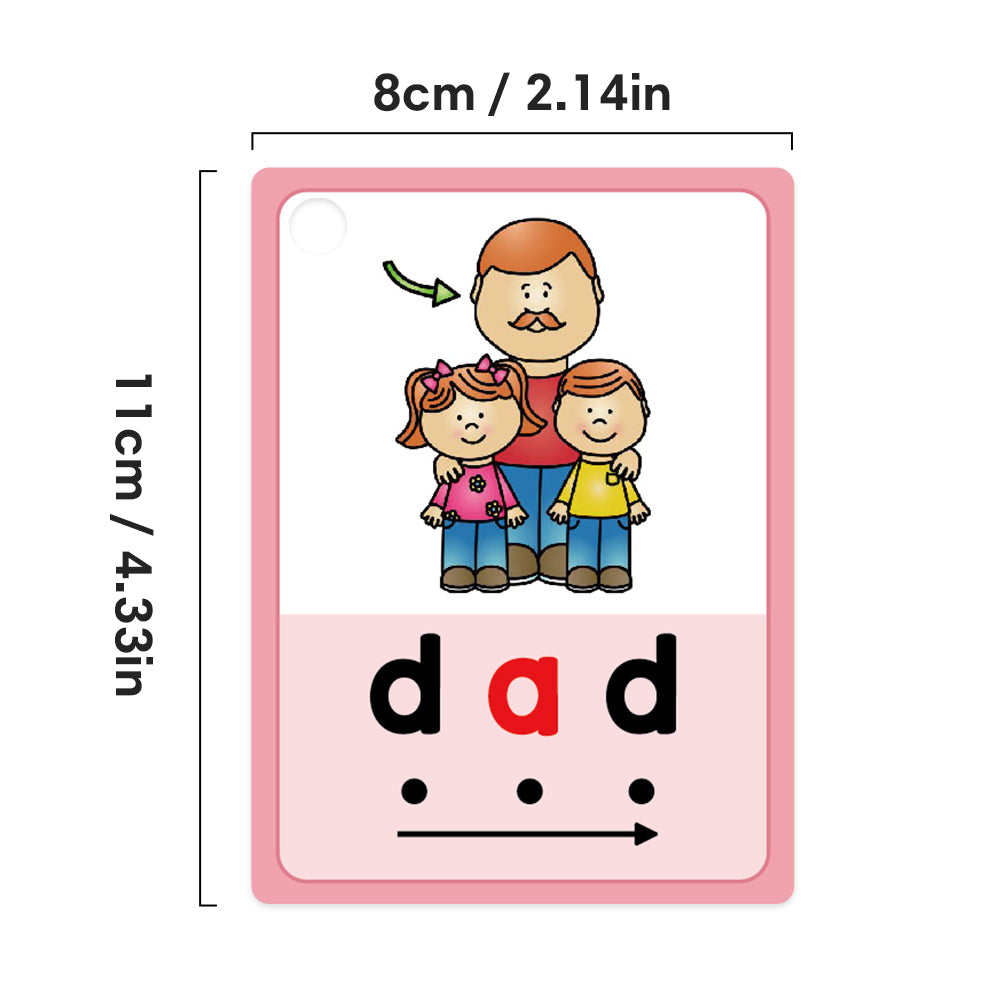 Montessori CVC Flashcards Short Vowel Word English Cards CVC Beginning Phonics Word Builders Toddler Learning Toys 130 Words - LearnPlay Labs