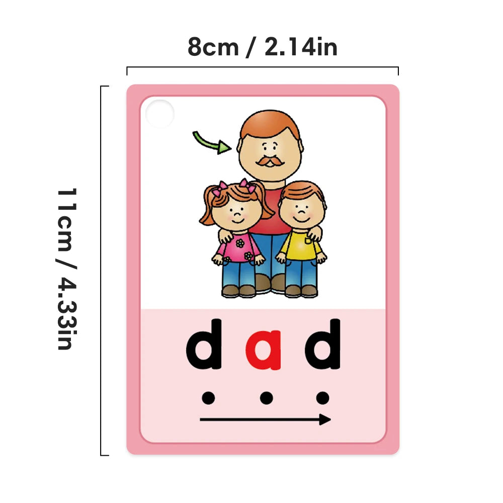 Montessori CVC Flashcards Short Vowel Word English Cards CVC Beginning Phonics Word Builders Toddler Learning Toys 130 Words - LearnPlay Labs