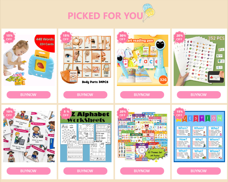 Learning Flashcards ABC Numbers Fruit Animal Body Educational Toys Classroom Aids Montessori Autism English Words Card for Kids - LearnPlay Labs