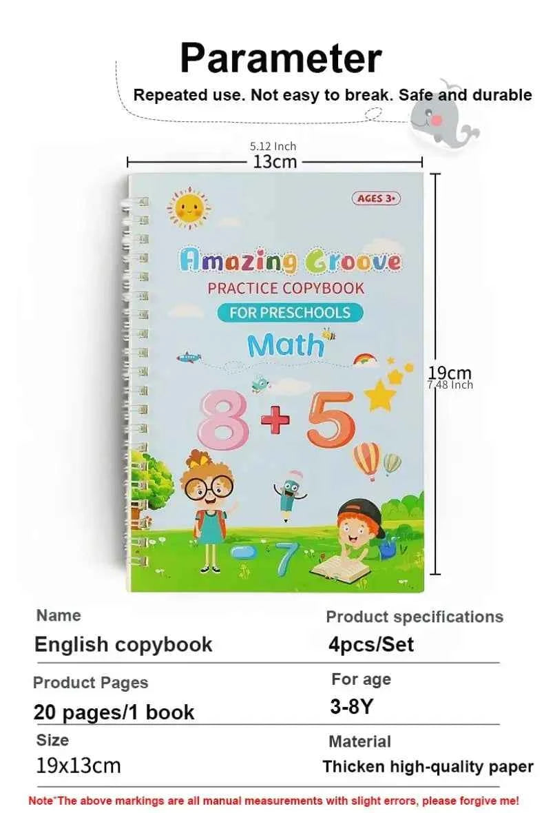 Copy Book Magic Practice Children's Book Reusable Free Wipe Children's Toys Writing Stickers English Copy Book Practice Parent