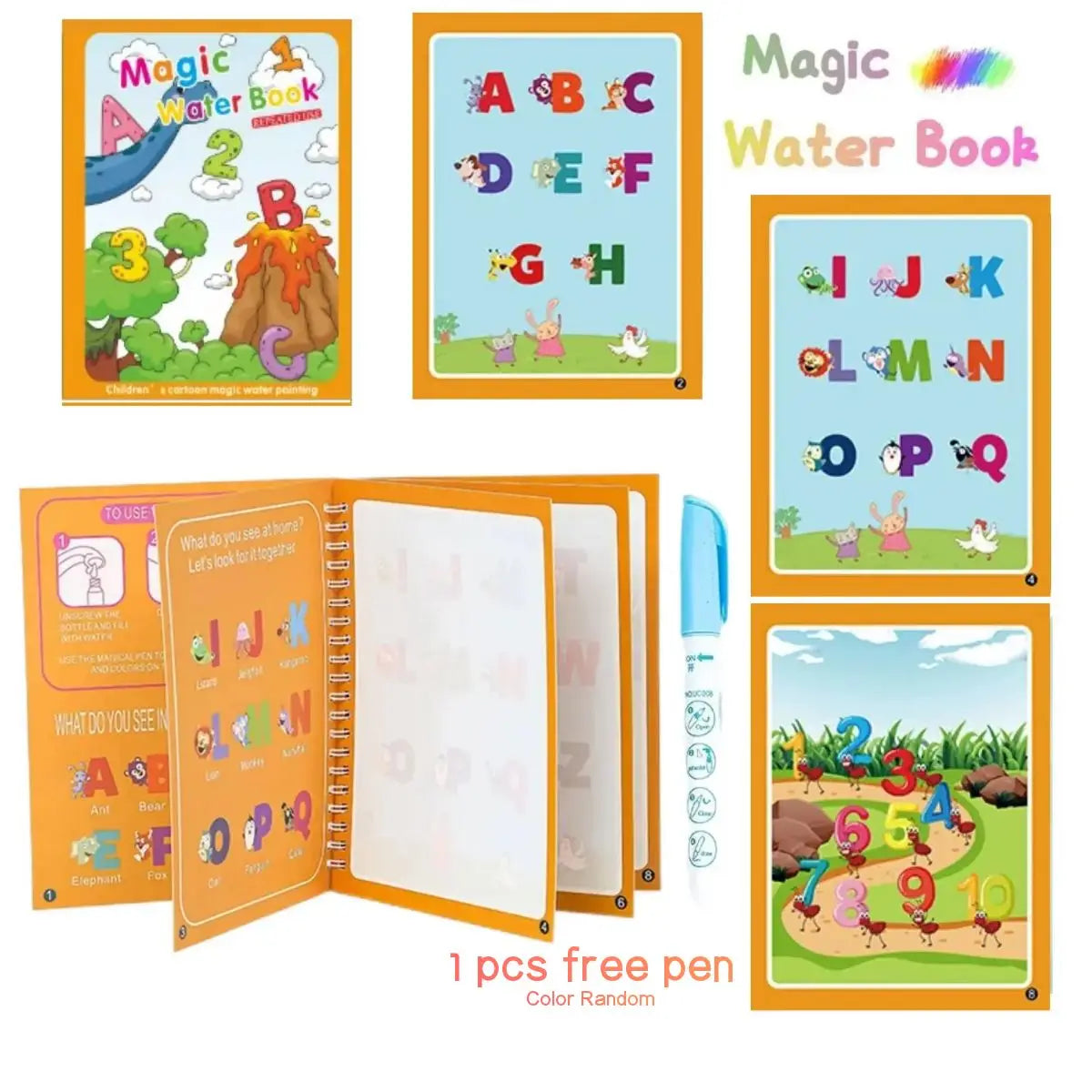 Magical Book Water Drawing Montessori Toys Reusable Coloring Book Early Education Toys Dinosaur Princess Ocean World Letters - LearnPlay Labs