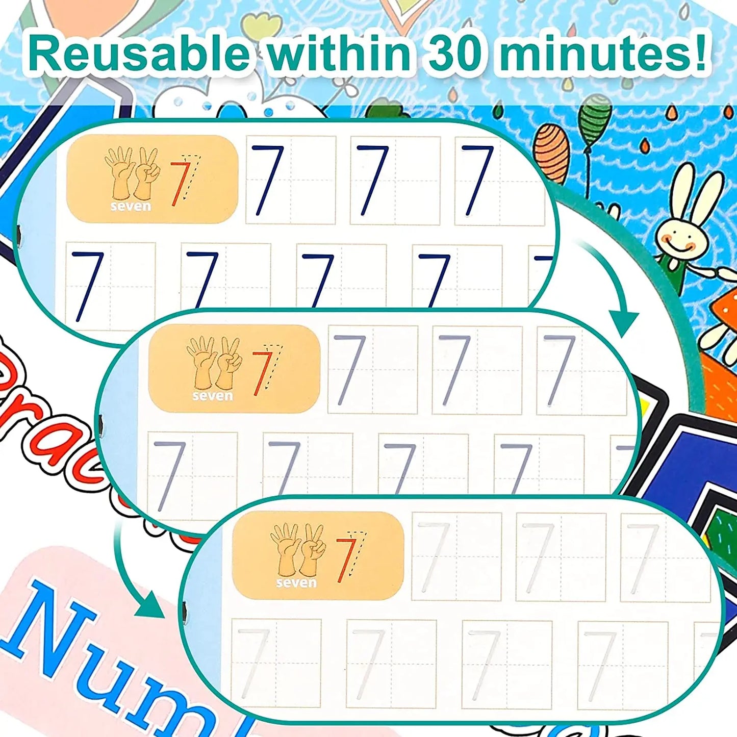 Spanish Magic Books Learning Numbers In Spanish Lettering for Children Reusable Magic Practice Copybook Montessori Writing Set