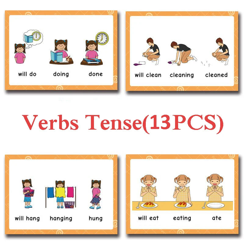 70 Groups Noun English Plurals Kids Montessori English Word Pocket FlashCards Game Learning Educational Toys For Children Games - LearnPlay Labs