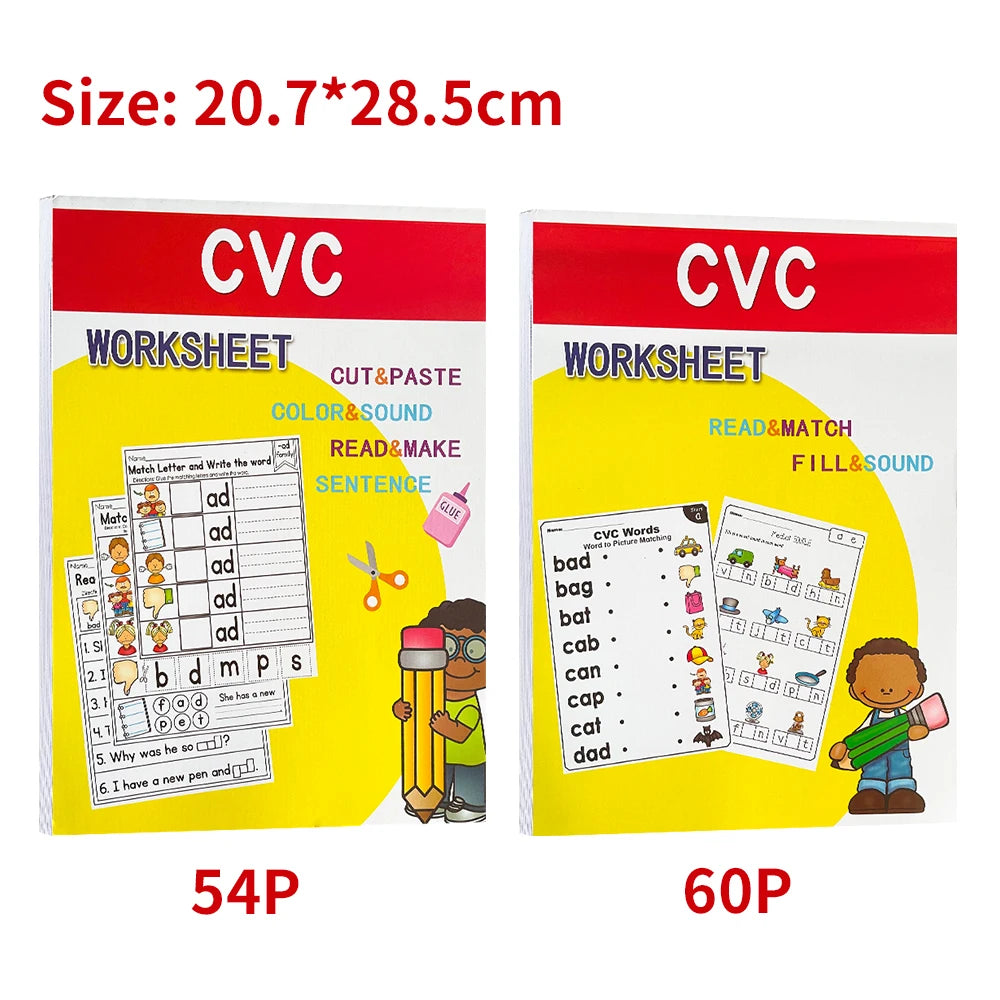 CVC Words Phonics Flashcards Montessori Learning English Sight Words Educational Poster Flash Cards for Kids Cognitive Games - LearnPlay Labs
