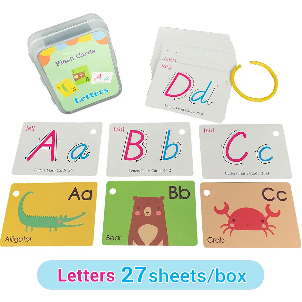 Learning Flashcards ABC Numbers Fruit Animal Body Educational Toys Classroom Aids Montessori Autism English Words Card for Kids