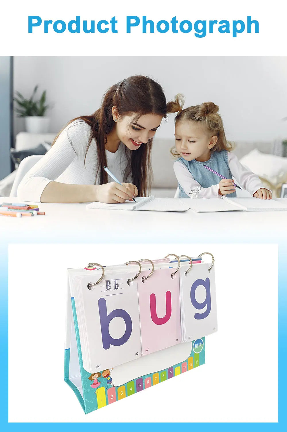 English Phonics Flashcards with 3 Syllable Flips Spelling Flip Cards Kids Educational Learning Toys CVC Sight Words 107 Cards - LearnPlay Labs