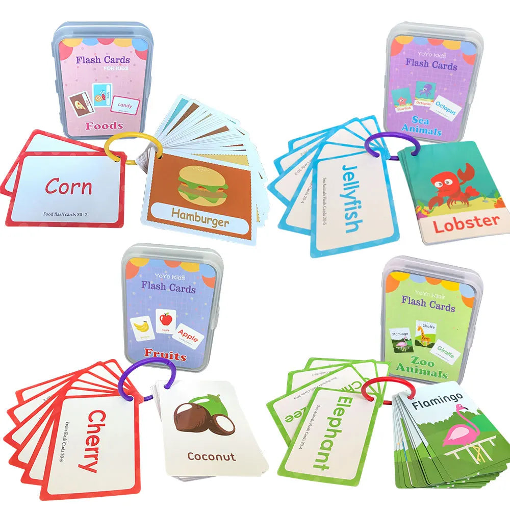 Learning Flashcards ABC Numbers Fruit Animal Body Educational Toys Classroom Aids Montessori Autism English Words Card for Kids - LearnPlay Labs
