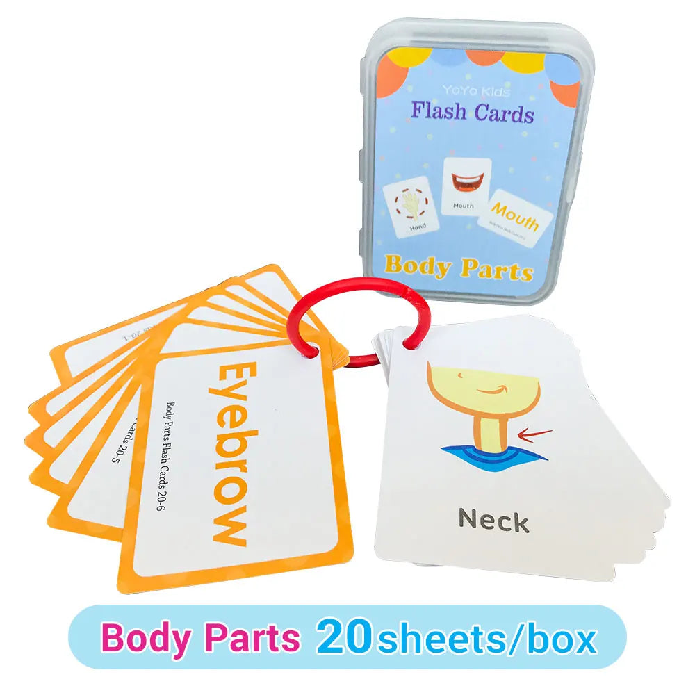 Learning Flashcards ABC Numbers Fruit Animal Body Educational Toys Classroom Aids Montessori Autism English Words Card for Kids