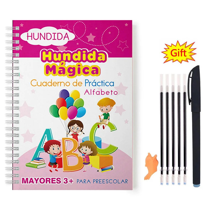 Spanish Magic Books Learning Numbers In Spanish Lettering for Children Reusable Magic Practice Copybook Montessori Writing Set