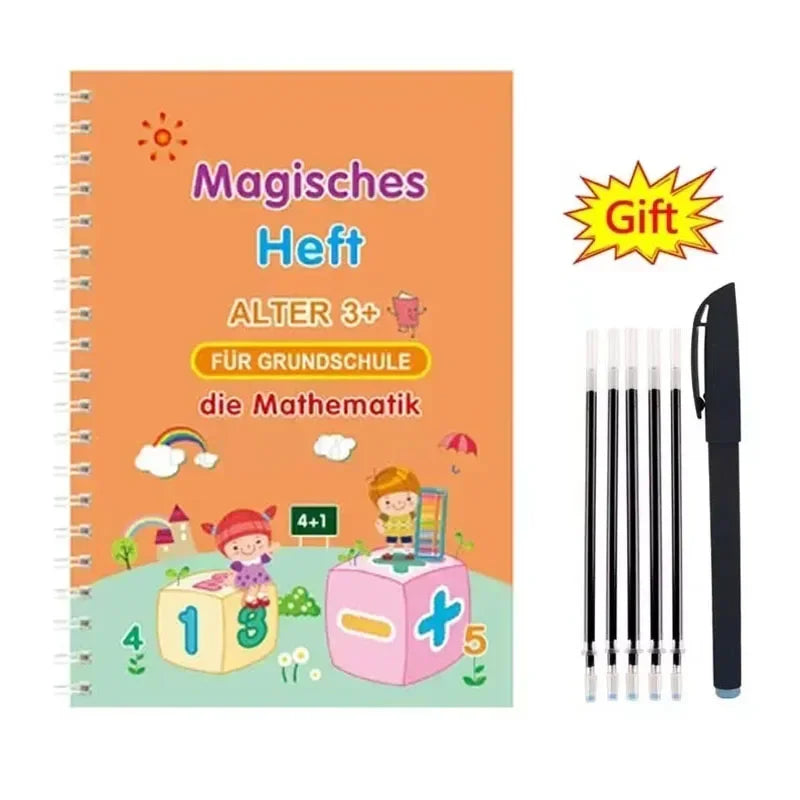 Reusable Learning Alphabet 3D Calligraphy Copybook Math German Book Drawing Numbers Education for Kids Practice Toy Gifts