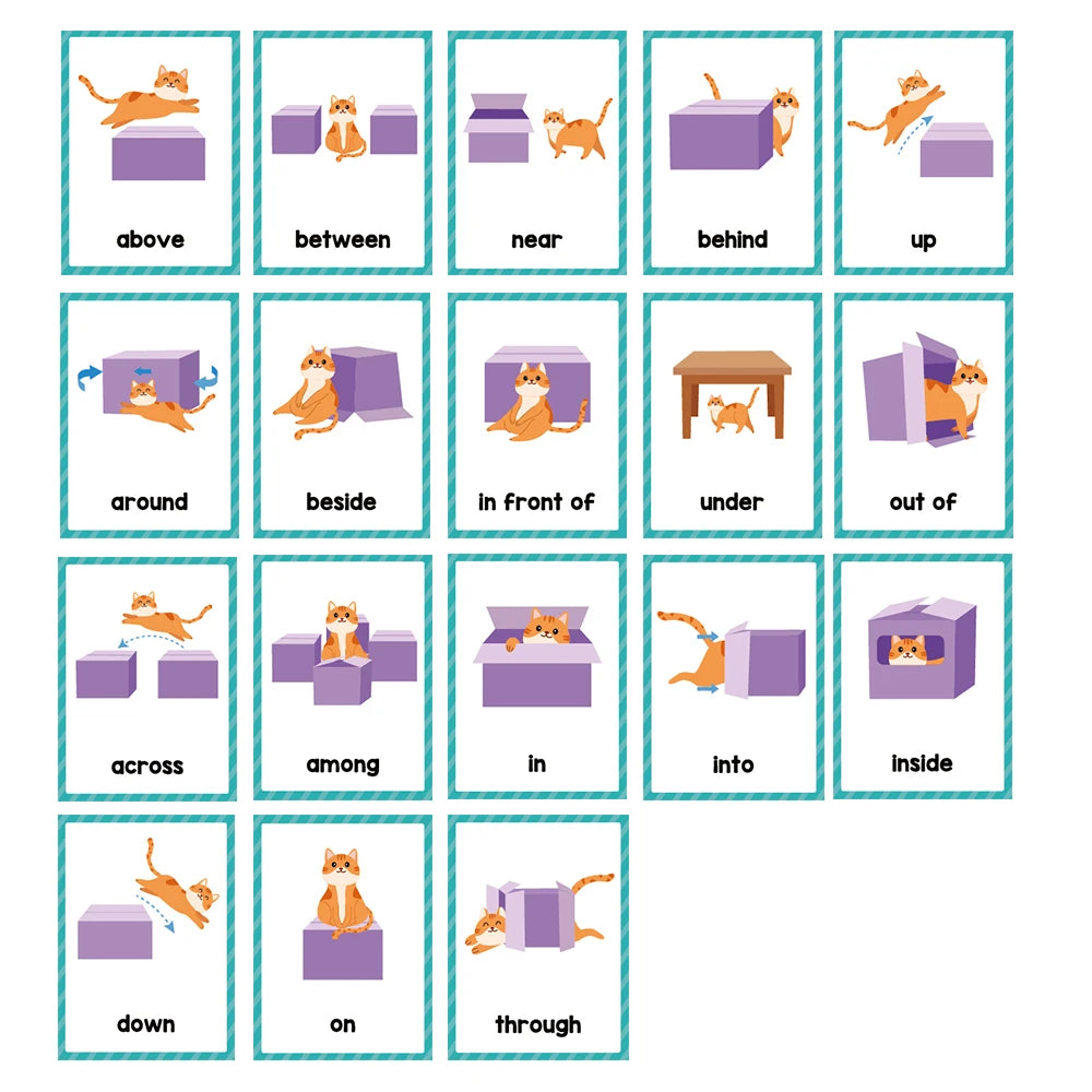 Kids Montessori English Words Learning Card Pocket Flashcards Early Educational Toys Classroom Supplies Teaching Aids