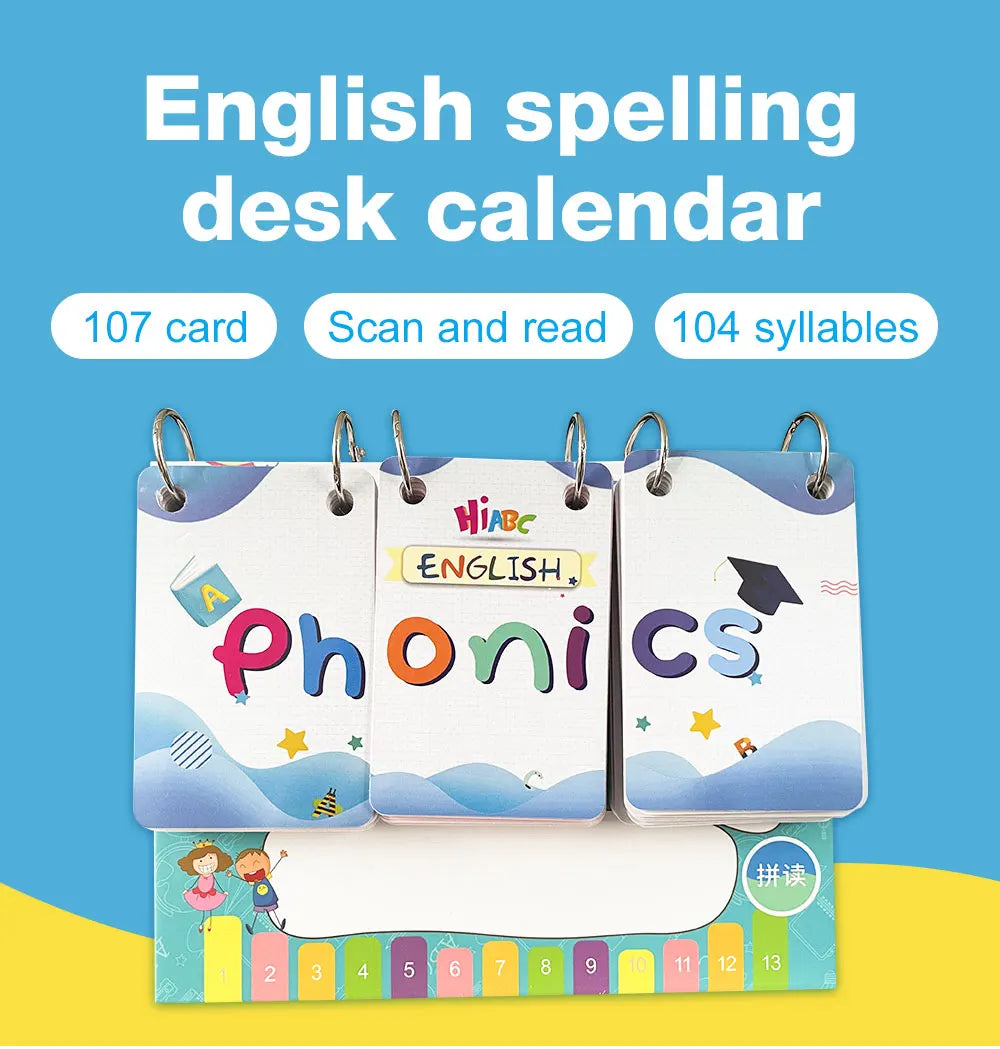 English Phonics Flashcards with 3 Syllable Flips Spelling Flip Cards Kids Educational Learning Toys CVC Sight Words 107 Cards - LearnPlay Labs