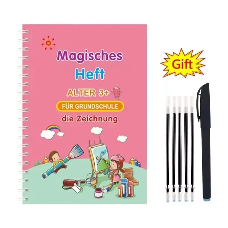Reusable Learning Alphabet 3D Calligraphy Copybook Math German Book Drawing Numbers Education for Kids Practice Toy Gifts
