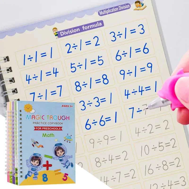 Reusable Writing Paste Calligraphy Handwriting Copybook For Kid Children's Book English Multiplication and division Practice Toy