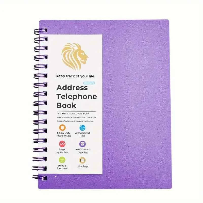 Telephone Address & Birthday Book With Tabs Notebook Purple Notepad Notebooks Writing Pads Office School Supplies