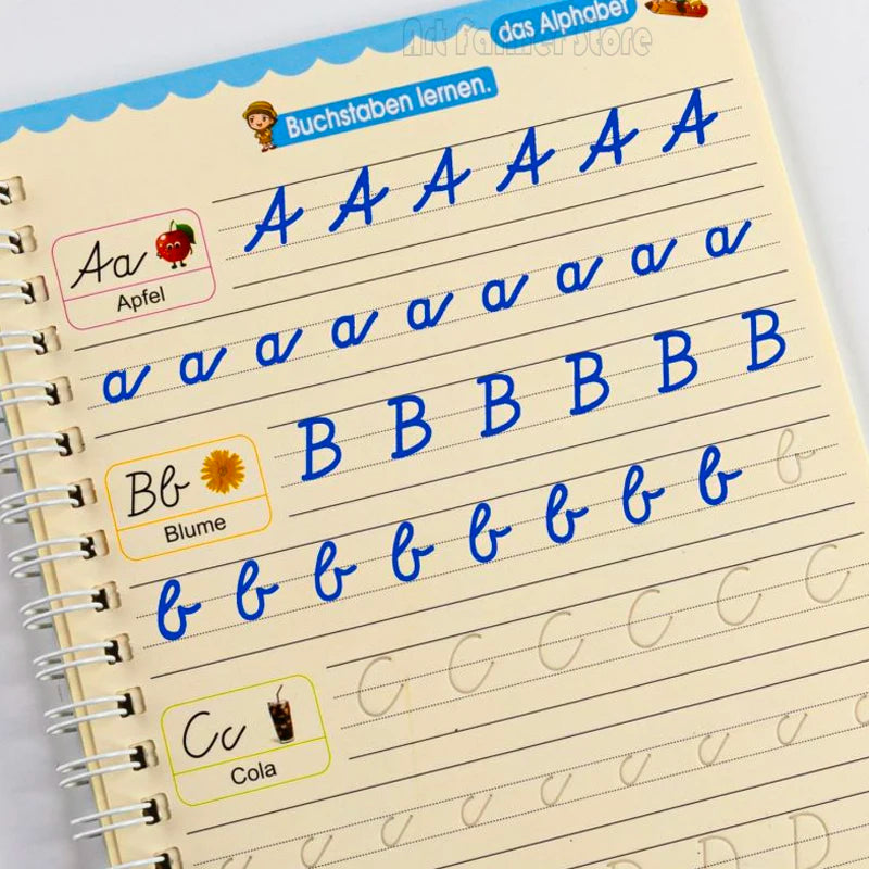 2025 New Deep Groove Magic Book Letter Kids Handwriting German Language Magic Practice Copybook Children' Books In English Books