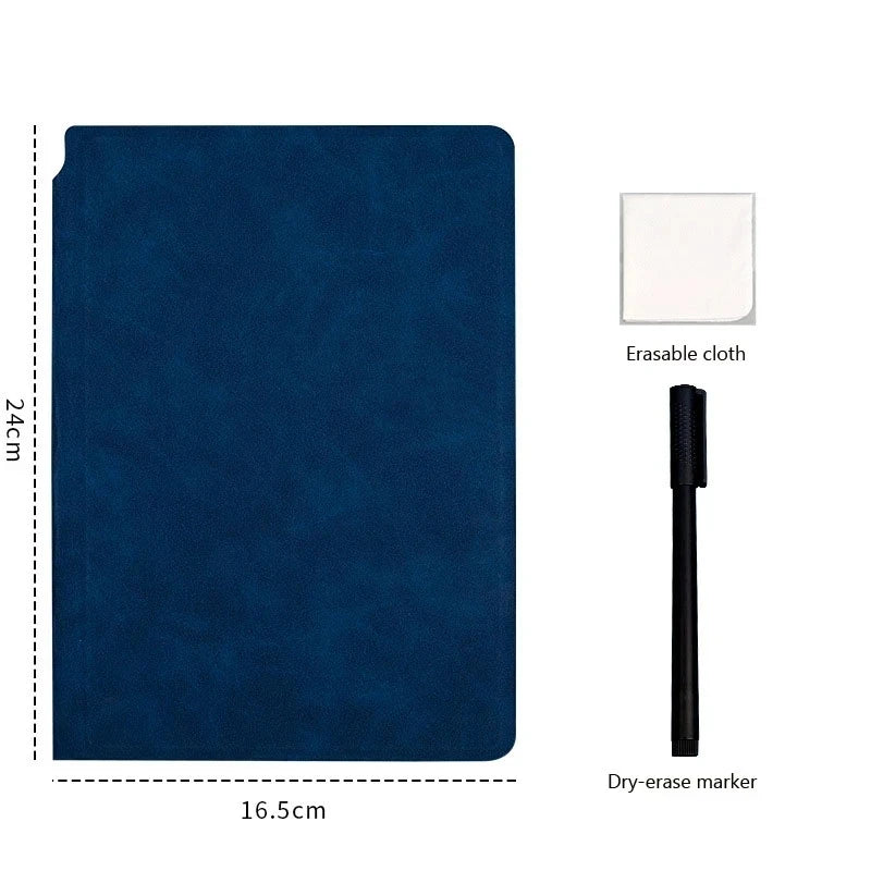 Portable A5 Whiteboard Notebook Erasing Business Whiteboard Notepad Reusable Leather Writing Board Office Accessories