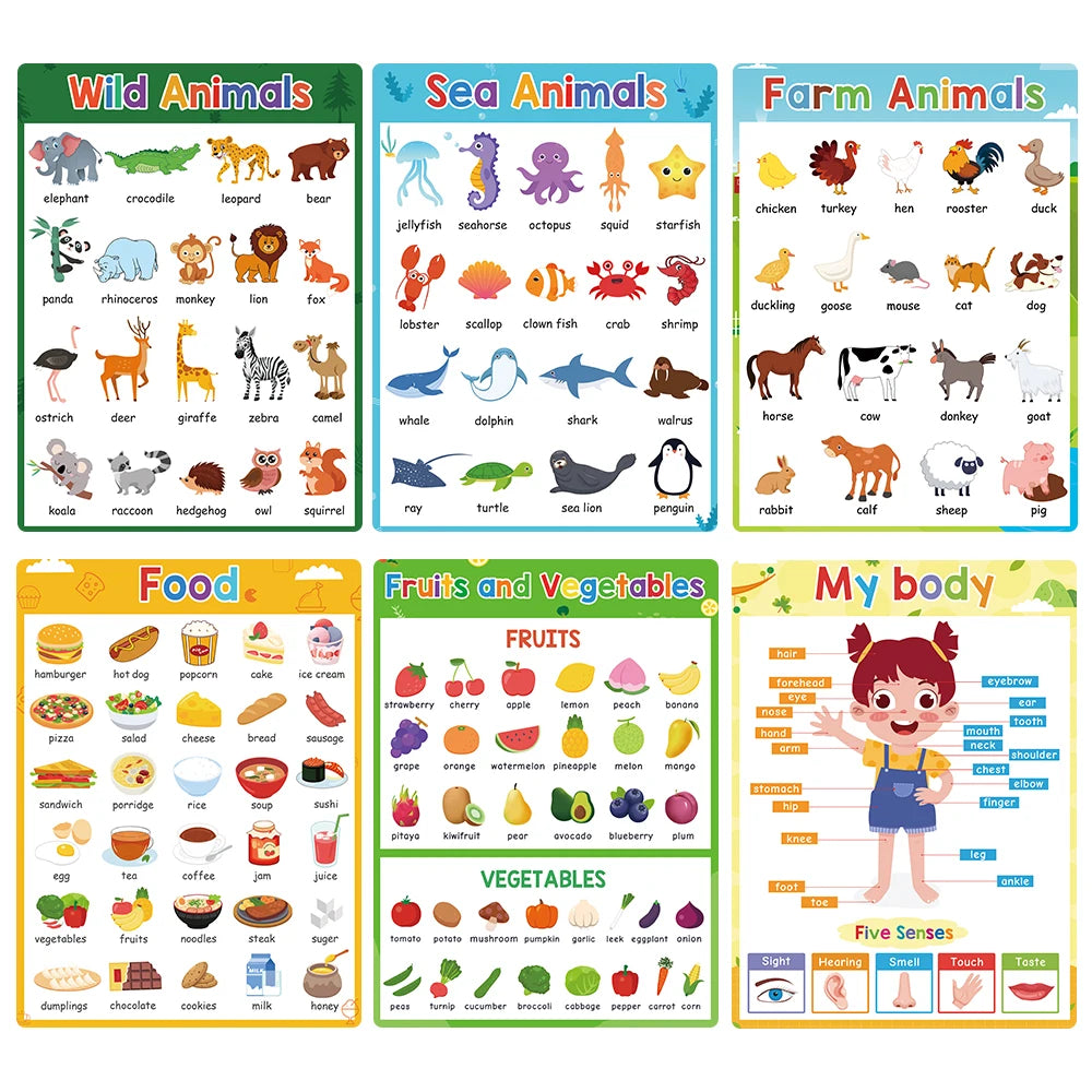 20 Themes Children Learning English School Homeschool Supplies Kids Educational Toy A4 Posters Classroom Decoration Wall Sticker - LearnPlay Labs