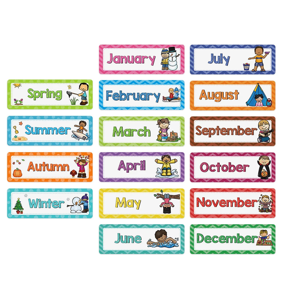 Monthly Headliners Set 12 Months of The Year Day of the Week Headers Monthly Seasonal Week Headers English Words Learning Cards - LearnPlay Labs