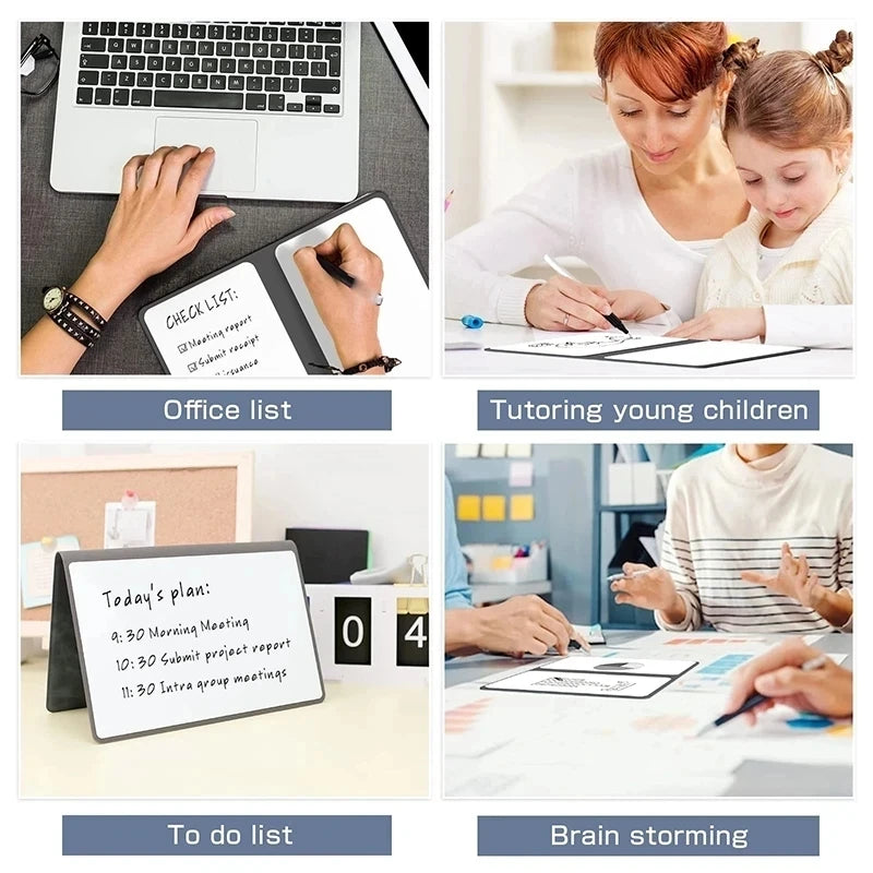 Portable A5 Whiteboard Notebook Erasing Business Whiteboard Notepad Reusable Leather Writing Board Office Accessories