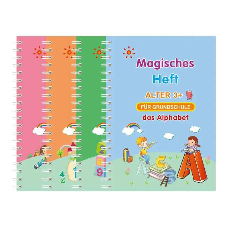 German Magic Books for Children Reusable 3D Groove Magic Notebook Writing for Lettering Calligraphy Set Montessori Ring Notebook
