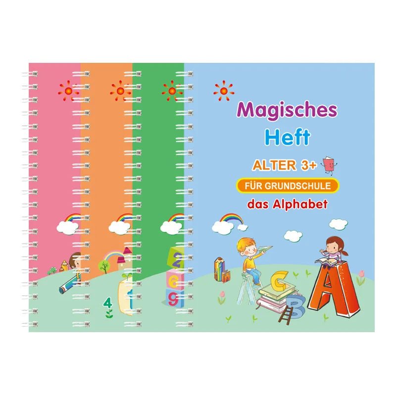 2025 New Deep Groove Magic Book Letter Kids Handwriting German Language Magic Practice Copybook Children' Books In English Books