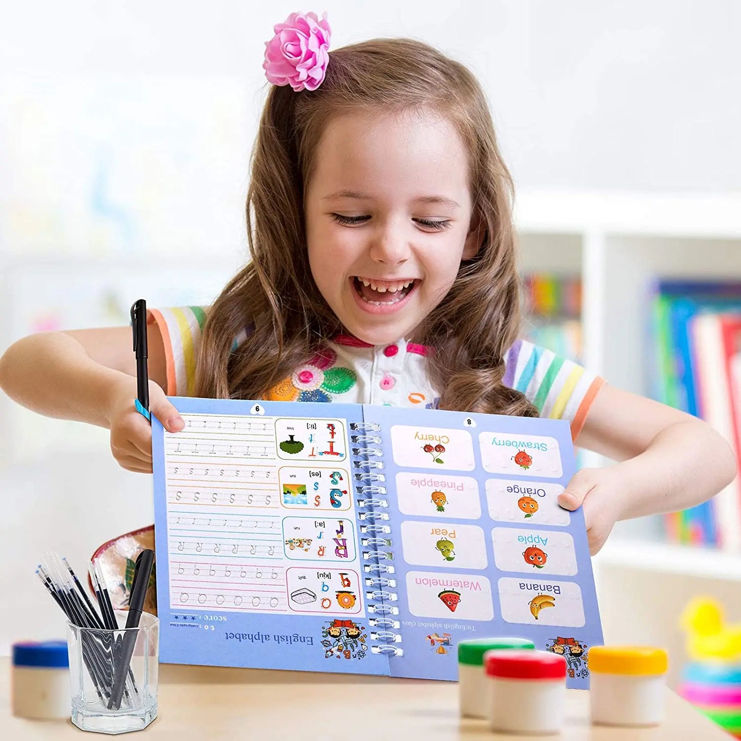 4 Books Reusable Copybook For Calligraphy Learn Alphabet Painting English Math Children Handwriting Practice Books Baby Toys