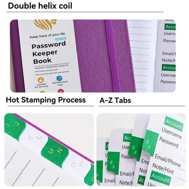 Password Book With Alphabetical Tabs - Internet Address & Password Keeper Logbook For Password Organization Notebook Diary Pads