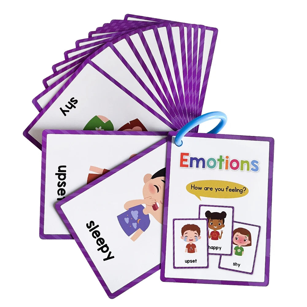 Kids Montessori English Words Learning Card Pocket Flashcards Early Educational Toys Classroom Supplies Teaching Aids