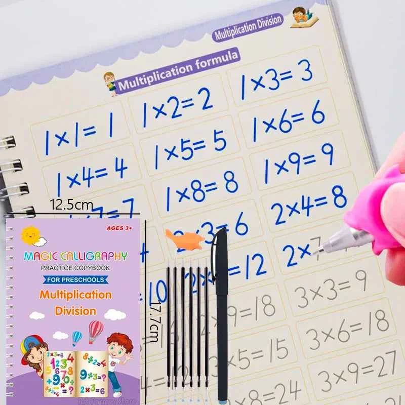 Reusable Writing Paste Calligraphy Handwriting Copybook For Kid Children's Book English Multiplication and division Practice Toy