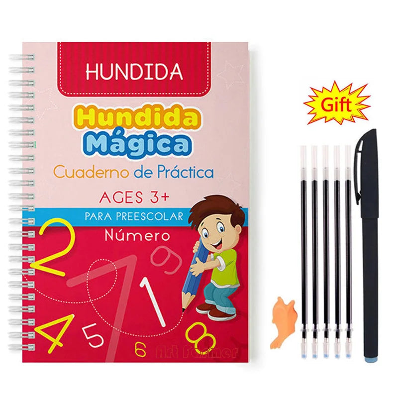Spanish Magic Books Learning Numbers In Spanish Lettering for Children Reusable Magic Practice Copybook Montessori Writing Set