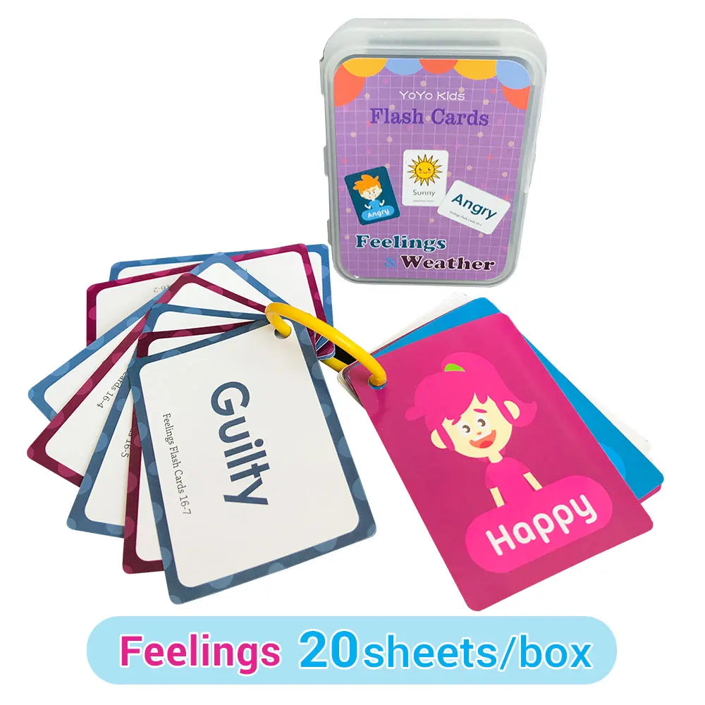 Learning Flashcards ABC Numbers Fruit Animal Body Educational Toys Classroom Aids Montessori Autism English Words Card for Kids