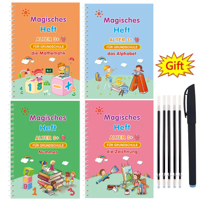 2025 New Deep Groove Magic Book Letter Kids Handwriting German Language Magic Practice Copybook Children' Books In English Books