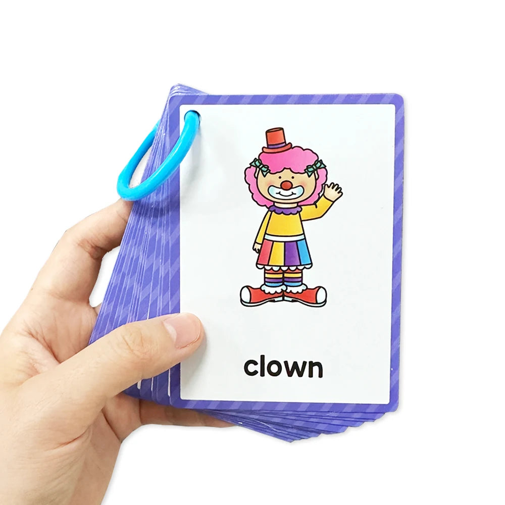 Kids Montessori English Words Learning Card Pocket Flashcards Early Educational Toys Classroom Supplies Teaching Aids