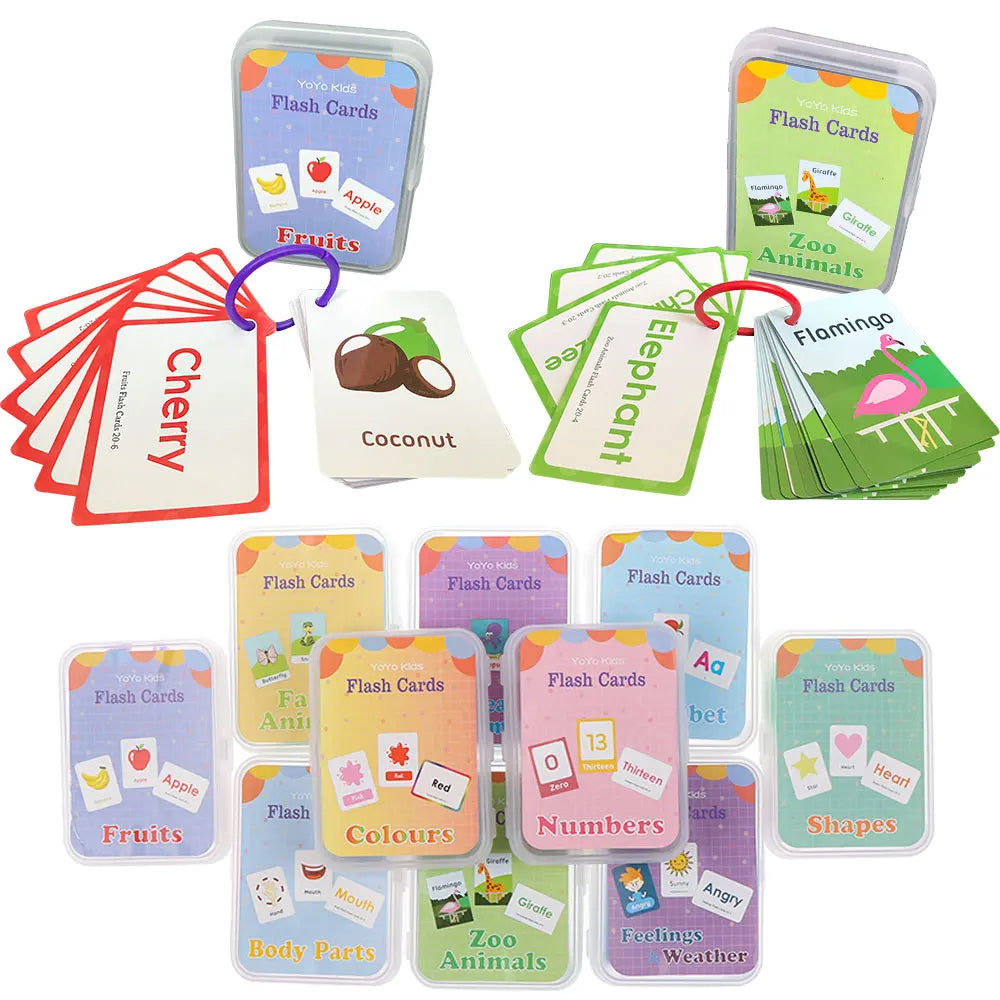 Learning Flashcards ABC Numbers Fruit Animal Body Educational Toys Classroom Aids Montessori Autism English Words Card for Kids - LearnPlay Labs