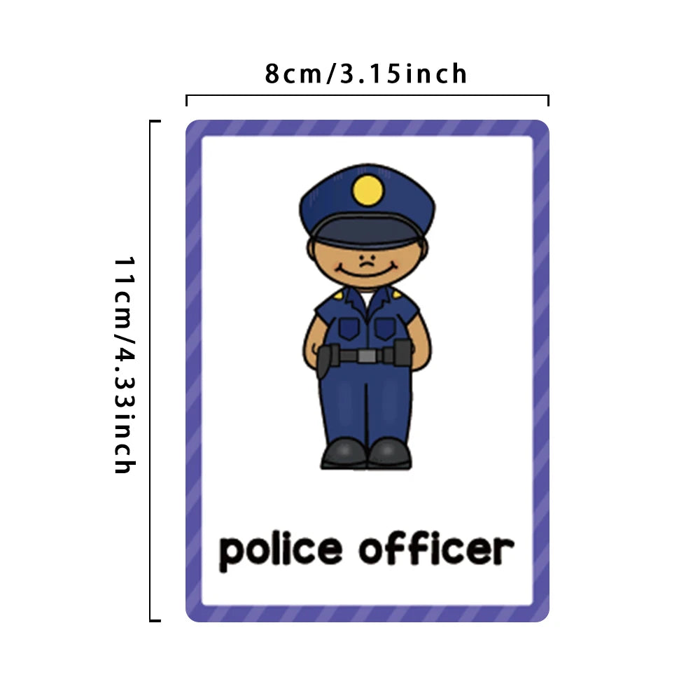 Kids Montessori English Words Learning Card Pocket Flashcards Early Educational Toys Classroom Supplies Teaching Aids