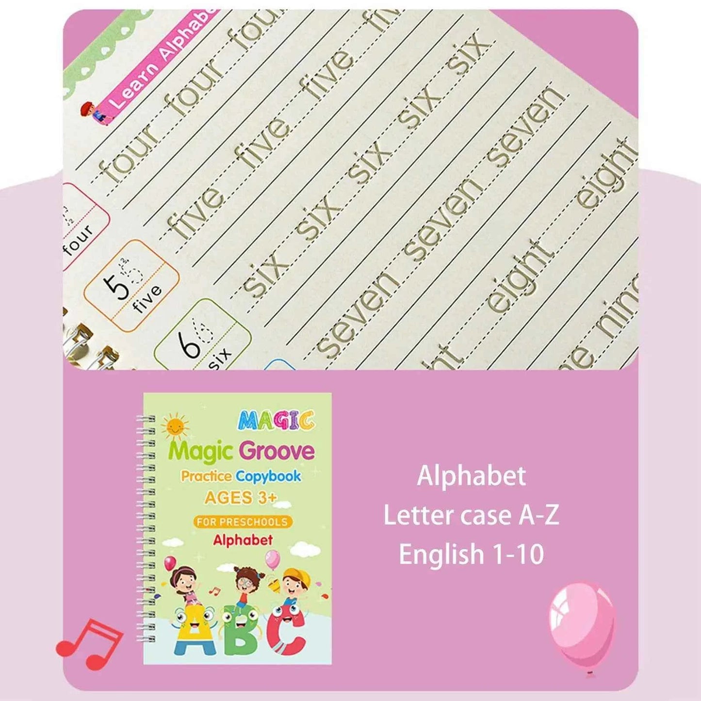 2025 4 Books/set English Sank Magic Practice Copybook French Number Tracing Book German Calligraphy Spanish Reusable Writing Tool