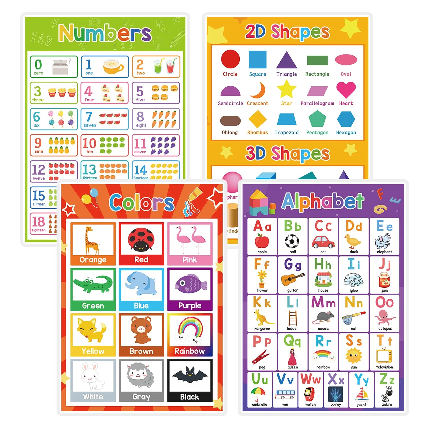 English Learning Poster Set Words Flashcards Educational Toys for Preschool Kids Classroom Decoration Teaching Aids Toys Gifts - LearnPlay Labs