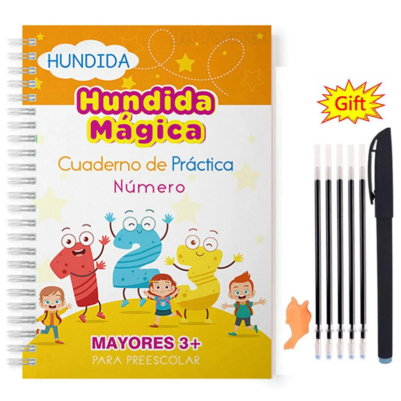 Spanish Magic Books Learning Numbers In Spanish Lettering for Children Reusable Magic Practice Copybook Montessori Writing Set
