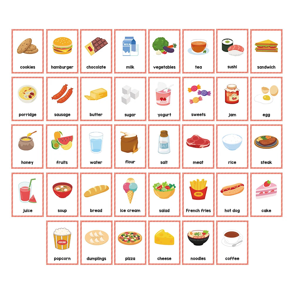 Kids Montessori English Words Learning Card Pocket Flashcards Early Educational Toys Classroom Supplies Teaching Aids