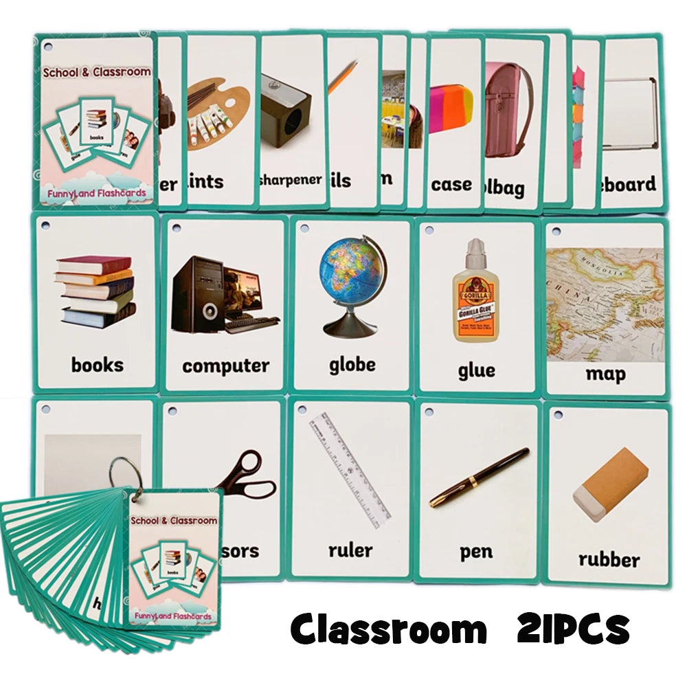 Body Parts Animal Cloth English Words Learing Flash Cards Educational Toys for Kids Early Educational Montessori Teaching Aids - LearnPlay Labs
