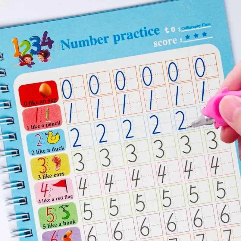 Reusable Learning Alphabet 3D Calligraphy Copybook Math German Book Drawing Numbers Education for Kids Practice Toy Gifts