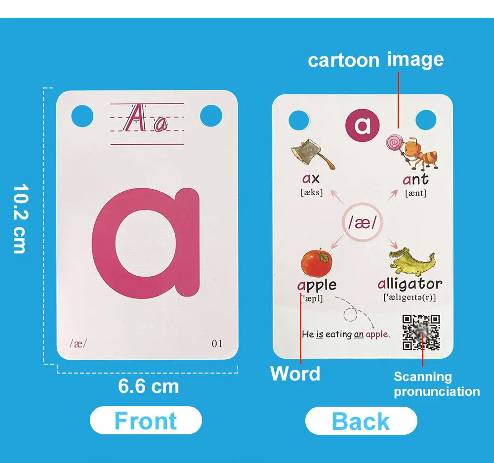 English Phonics Flashcards with 3 Syllable Flips Spelling Flip Cards Kids Educational Learning Toys CVC Sight Words 107 Cards - LearnPlay Labs