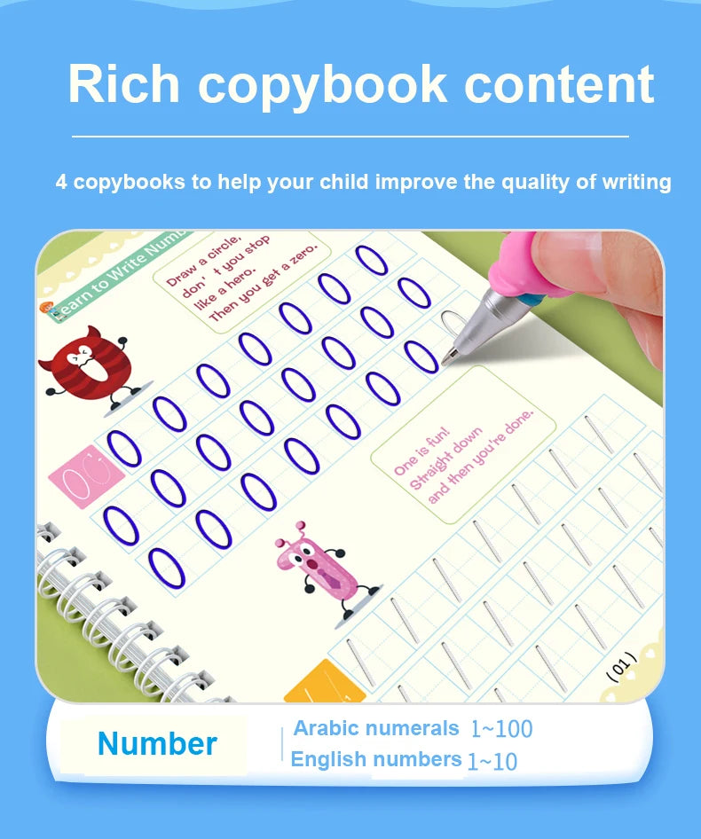 English Groove Magic Practice Copybook Children's Book Learning Numbers Letters Alphabet Calligraphy Writing Exercise Books Gift