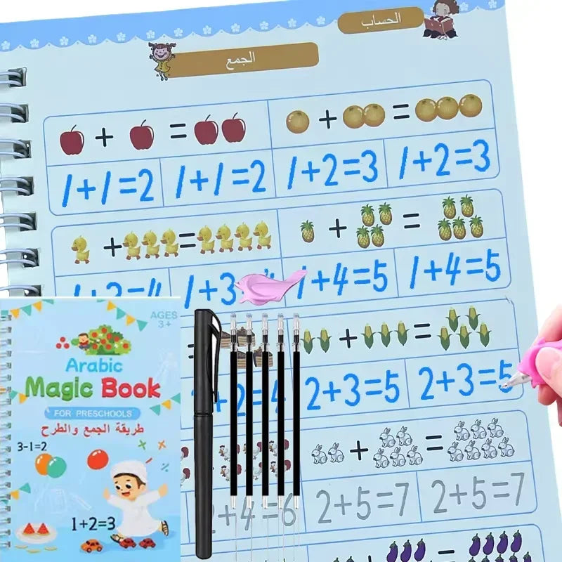 Reusable Learning Alphabet 3D Calligraphy Copybook Math German Book Drawing Numbers Education for Kids Practice Toy Gifts