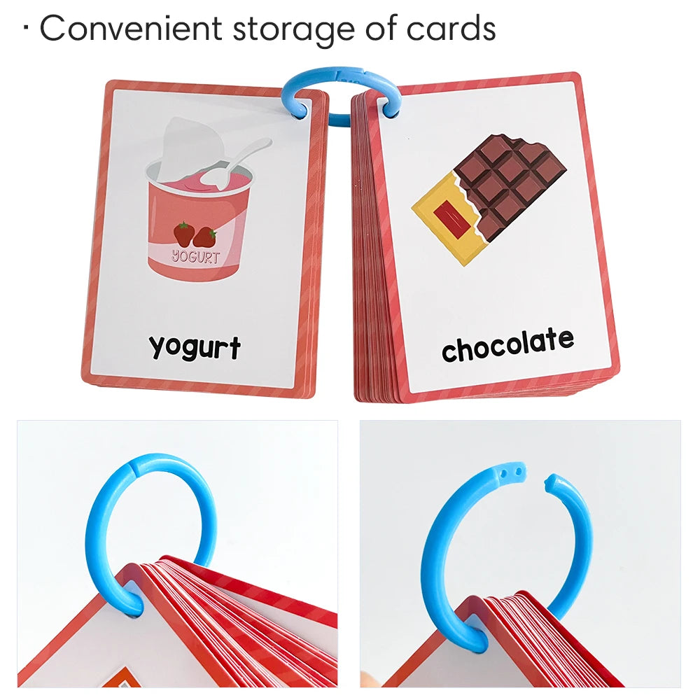 Kids Montessori English Words Learning Card Pocket Flashcards Early Educational Toys Classroom Supplies Teaching Aids