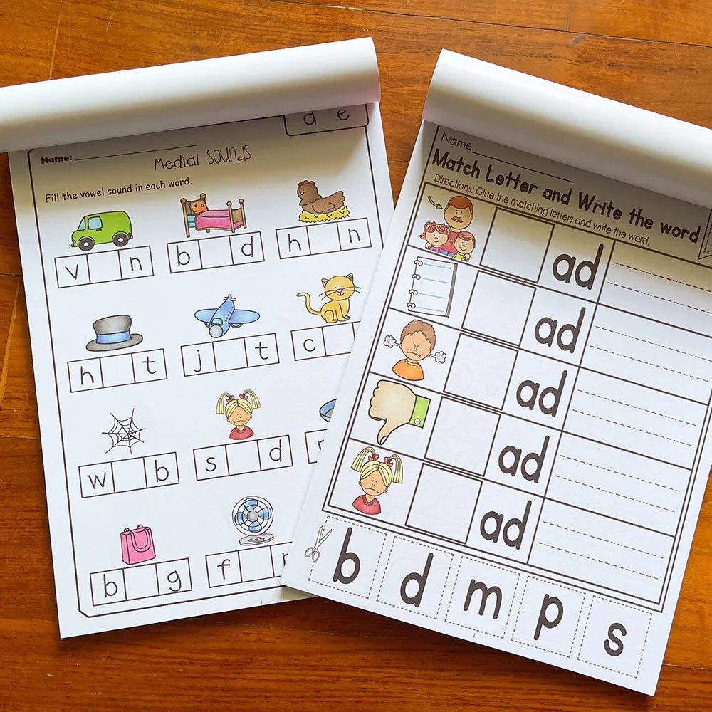 CVC Words Phonics Flashcards Montessori Learning English Sight Words Educational Poster Flash Cards for Kids Cognitive Games - LearnPlay Labs