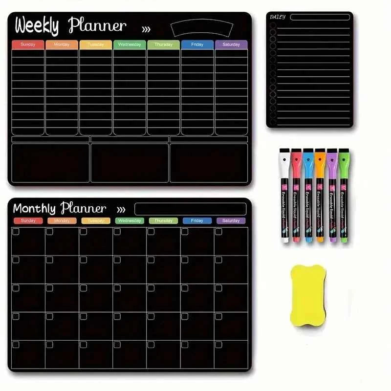 Magnetic Refrigerator Sticker Planner Set Weekly Dry Erase Calendar For Monthly Reusable And Daily Planning Fridge Whiteboard